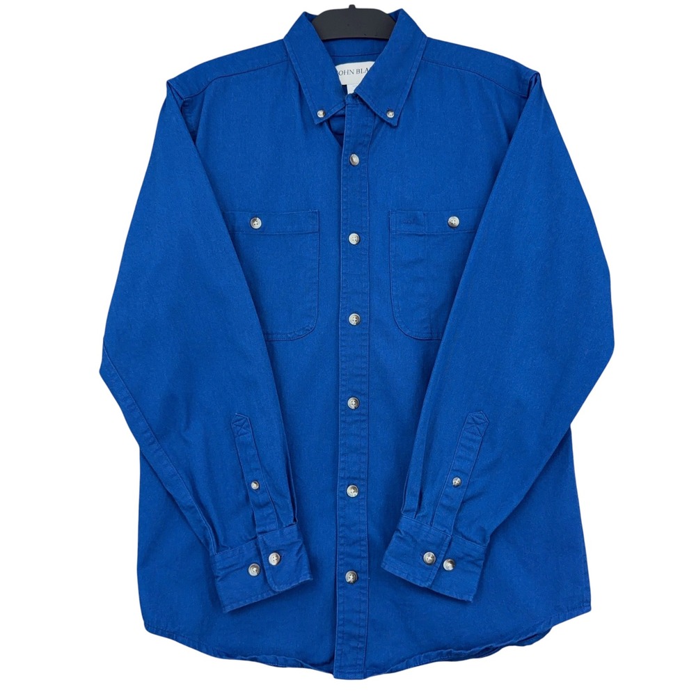 John Blair Button Down Mens Small Regular 100% Cotton Blue Shirt